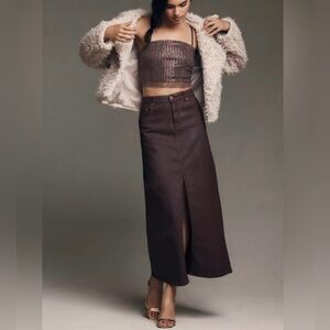 Anthologies Pilcro The Madi Front-Slit Denim Skirt